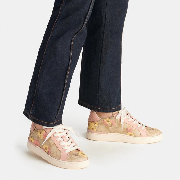 🌸 Coach Clip Low Top Sneaker In Signature Canvas With Floral Print - Picture 8 of 15